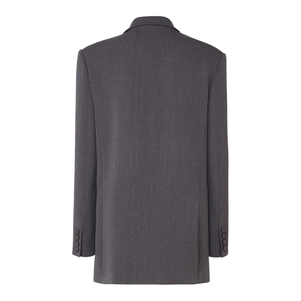 Valentino Garavani Grijze Lange Blazer Dubbel-Breasted Vlogo Jas Gray Dames