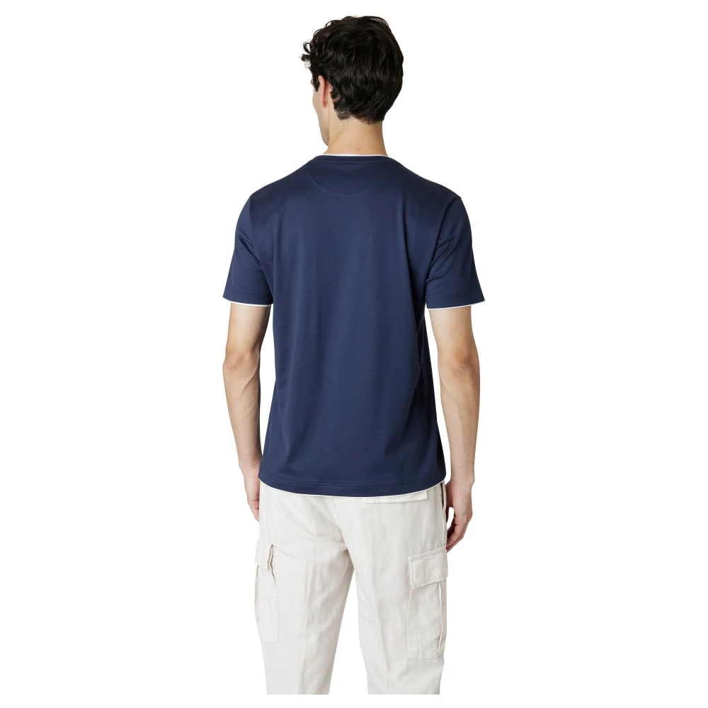 Eleventy Athletic Katoenen Ronde hals T-shirt Blue Heren