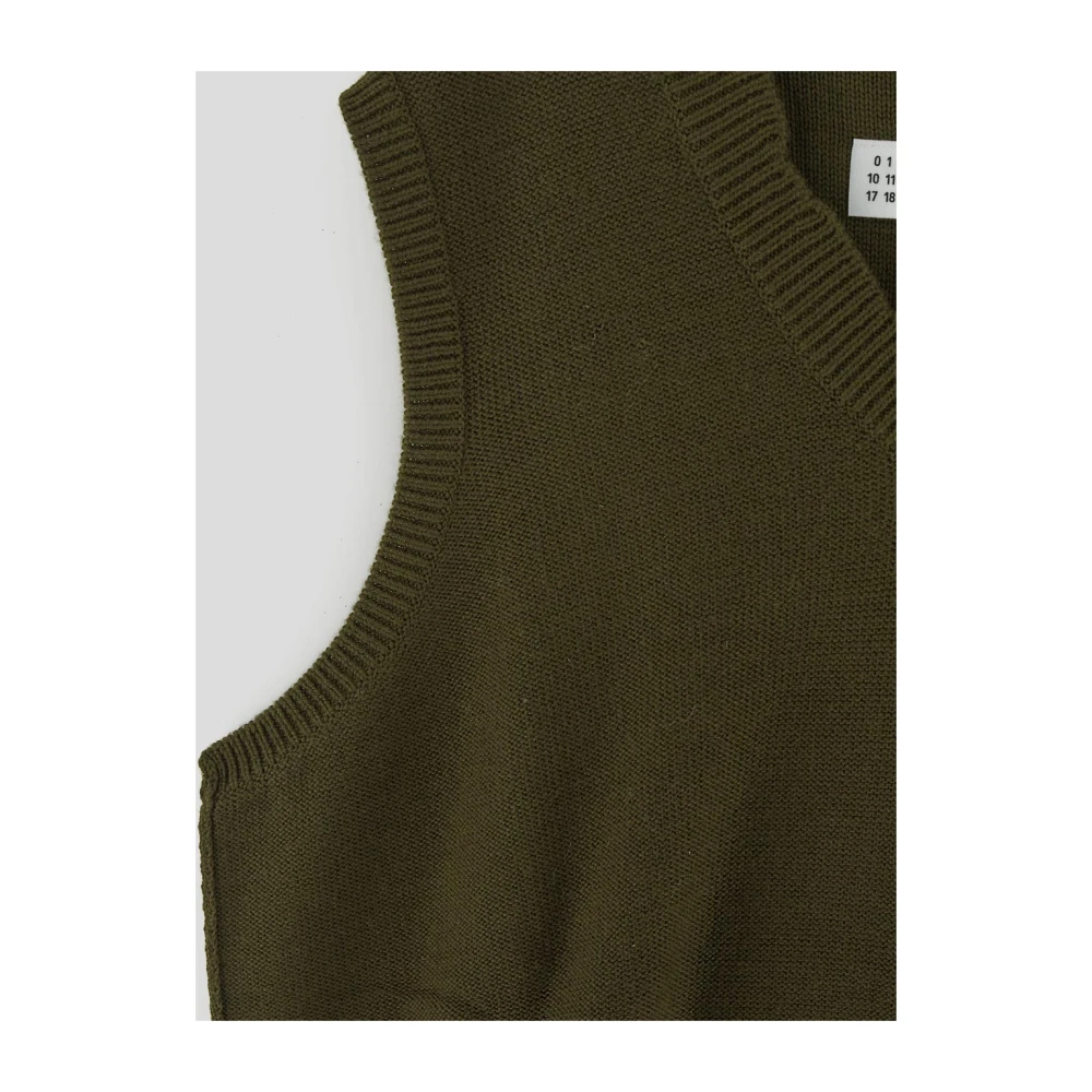MM6 Maison Margiela Wollen V-hals Jurk Green Dames