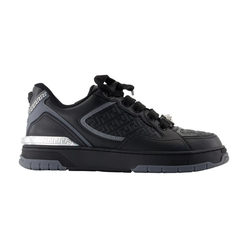Versace Men's Black Leather Trainers - Smooth Calfskin - Sneakers - 7 Uk - Shoes