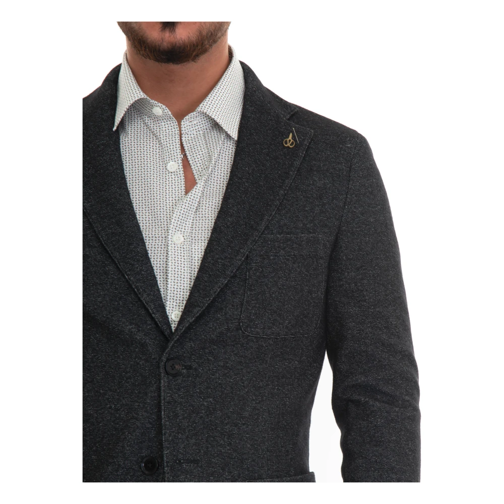 Paoloni Slim Fit Wollen Blend Jas Black Heren
