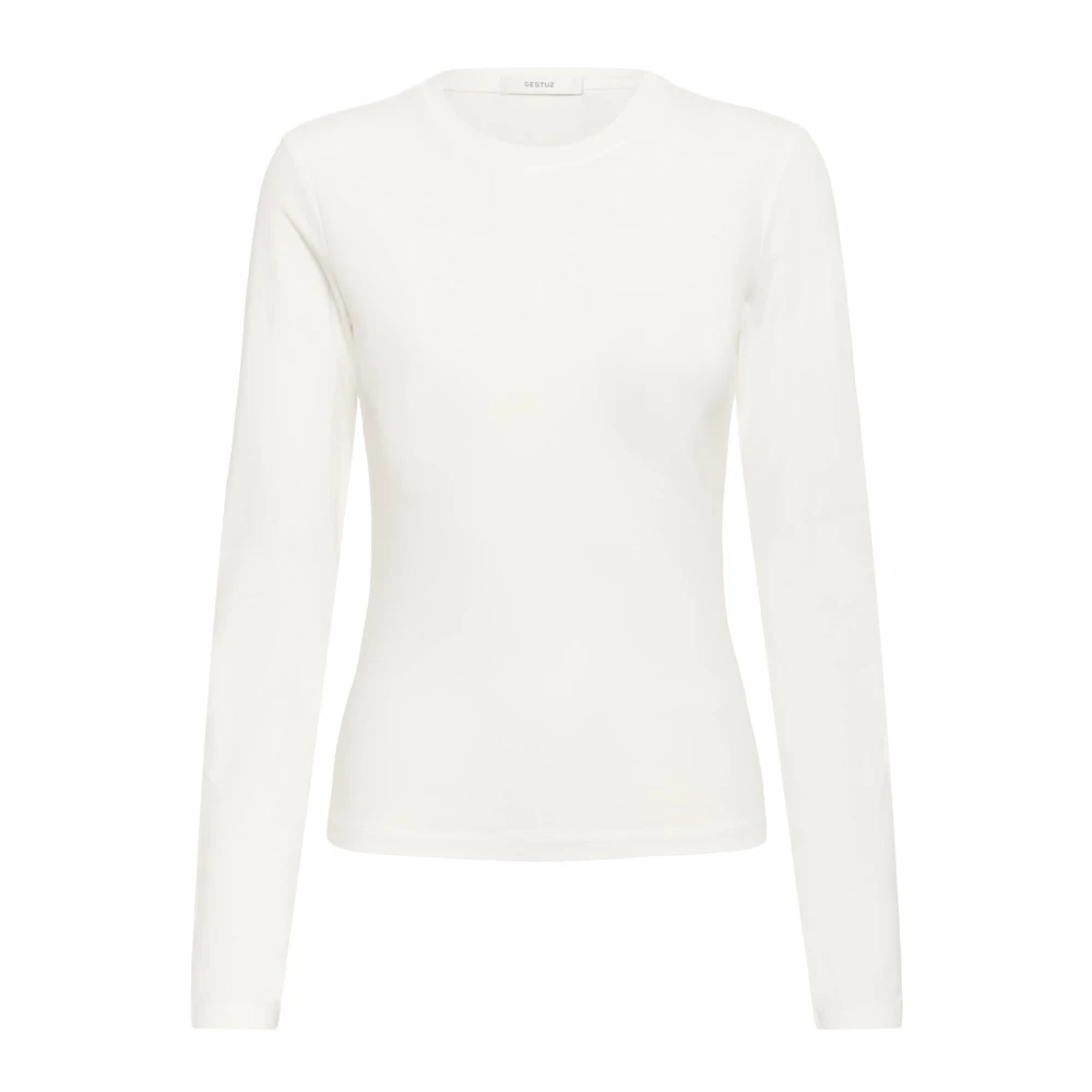 Gestuz Women's White Long Sleeve Tops - Long Sleeve T-Shirts - M - Tops