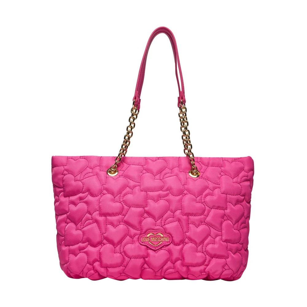 Love Moschino Fuchsia Shopper Tas met Gouden Details Pink Dames