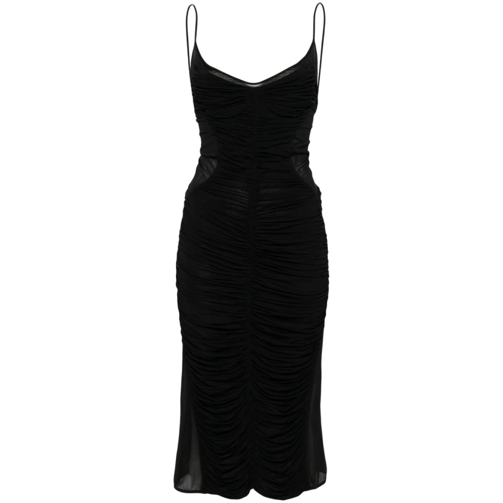 Mugler Zwart Semi-Transparant U-Hals Spaghettibandjes Black Dames