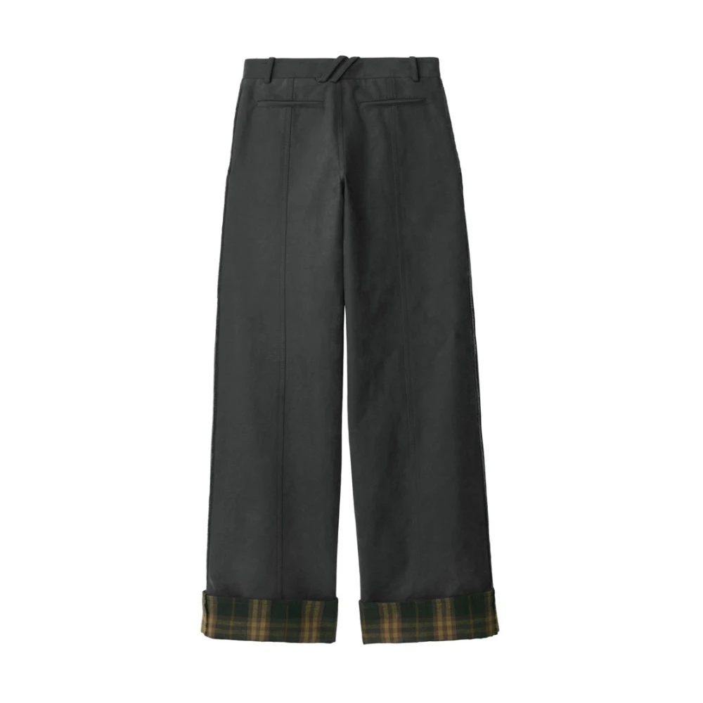 Burberry Donkergrijze Katoenen Twill Wijde Pijp Broek Gray Dames