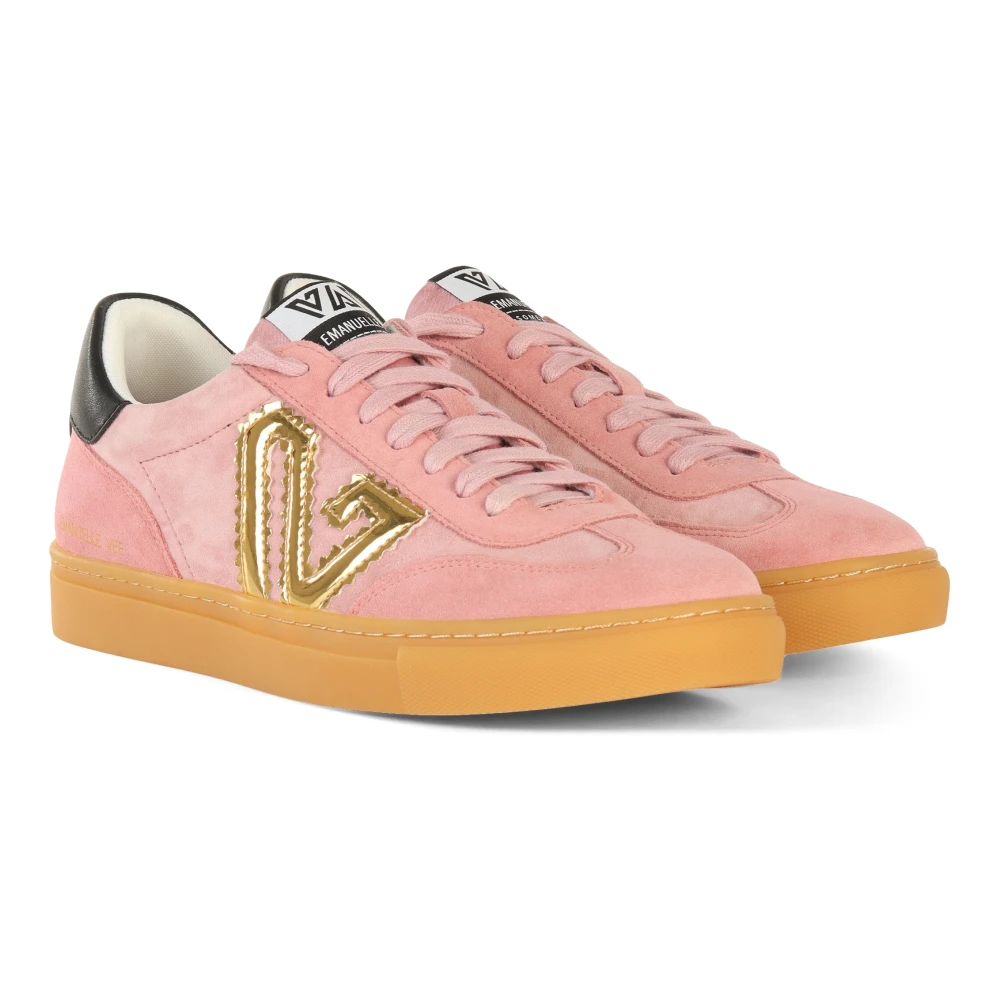 Emanuelle Vee Suède sneakers met contrastinzetten Pink Dames