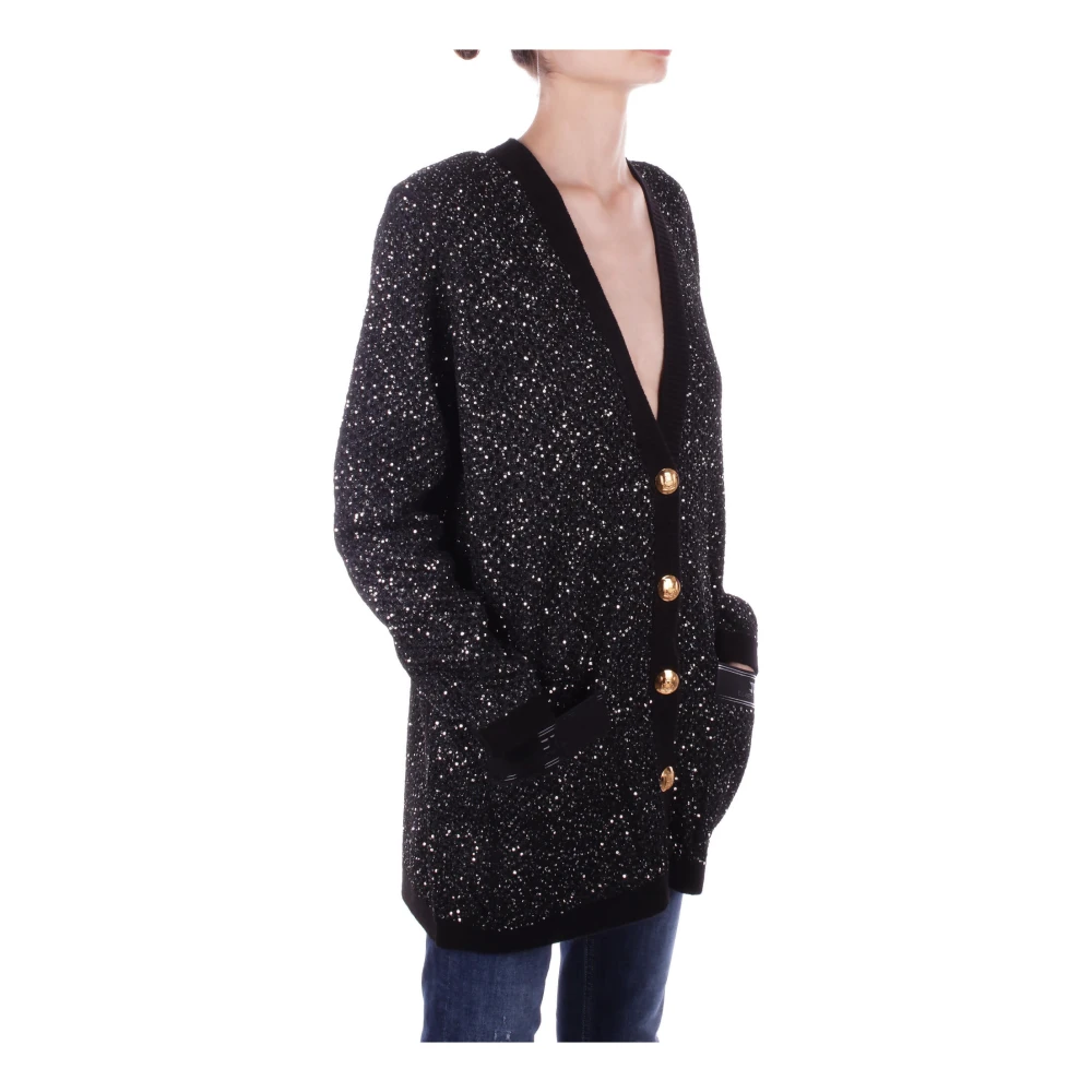 Elisabetta Franchi Front Logo Cardigan Sweaters Black Dames