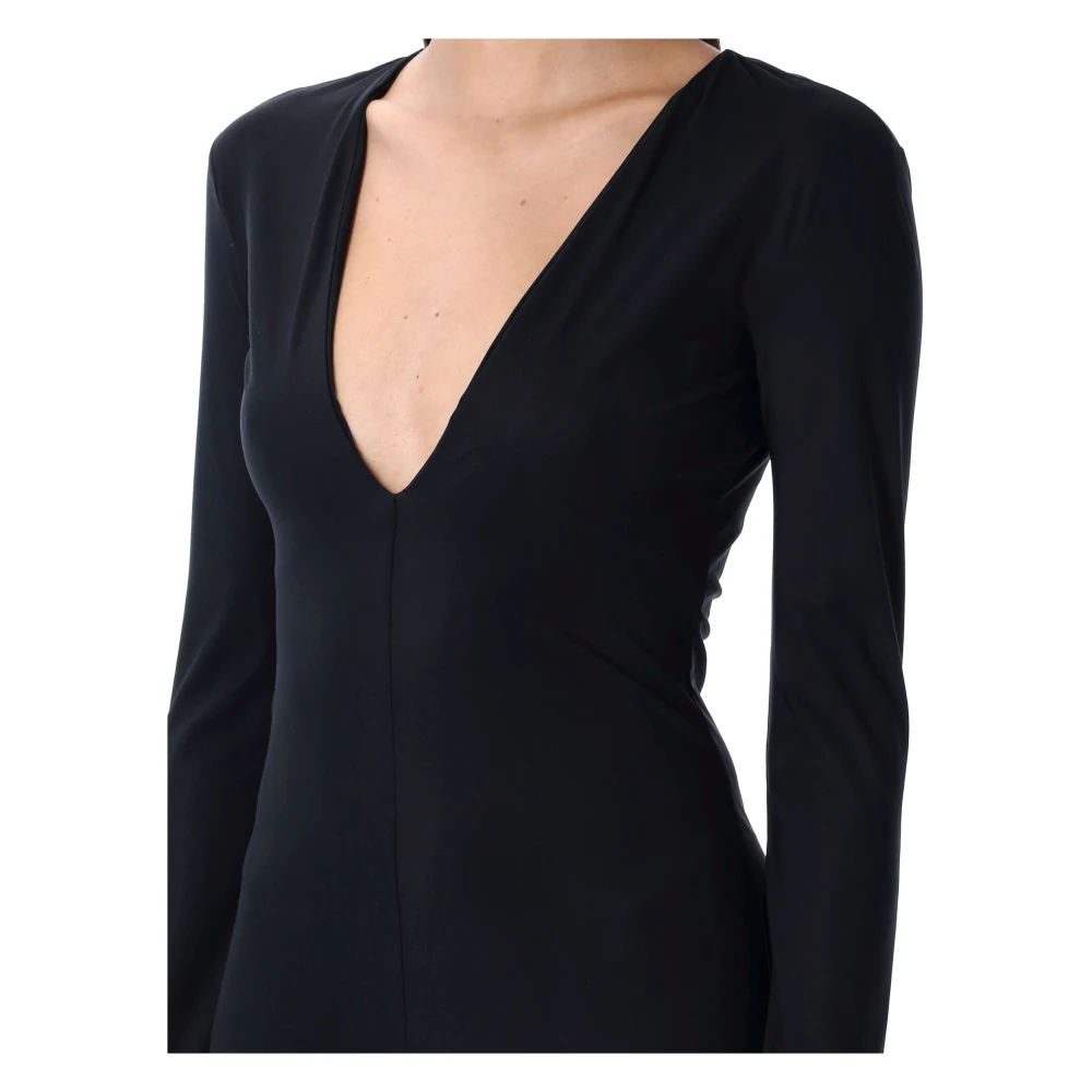 MM6 Maison Margiela Lange jurk met V-hals Black Dames