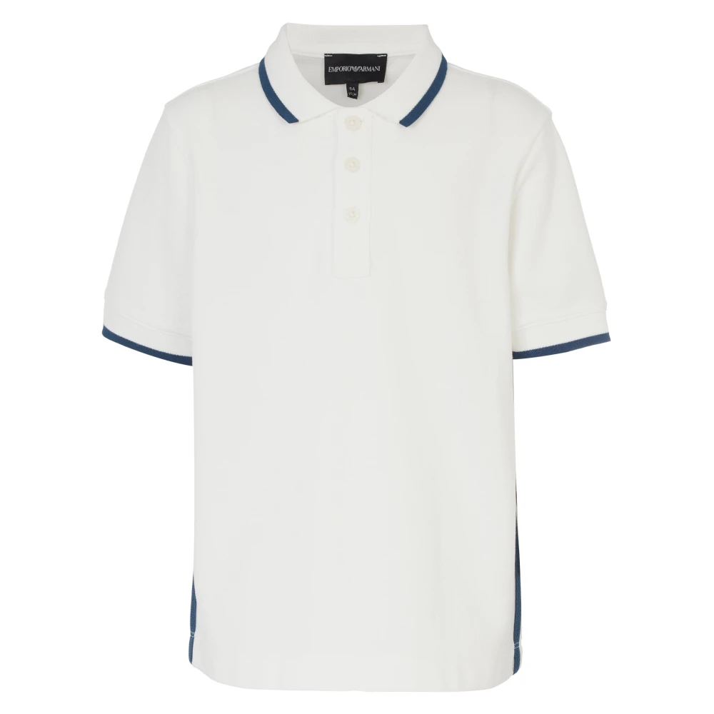 Emporio Armani Boys White Logo Tape Polo Shirt In - Kids Short Sleeve T-Shirts - 5 Y - Kids