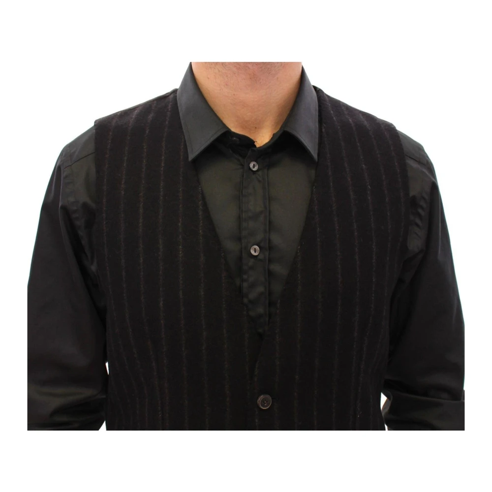 Dolce & Gabbana Zwart Gestreept Jurk Vest Black Heren