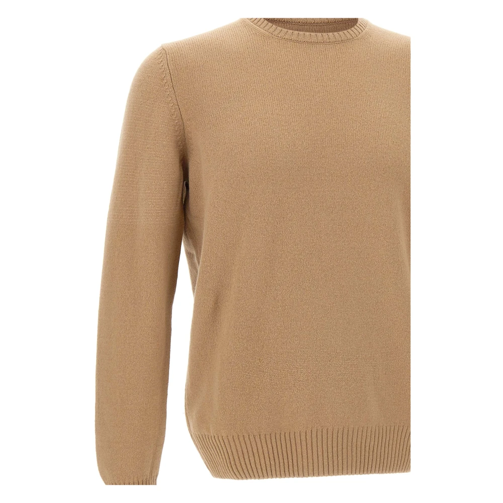 Gran Sasso Kameelwol Crew Neck Sweater Beige Heren