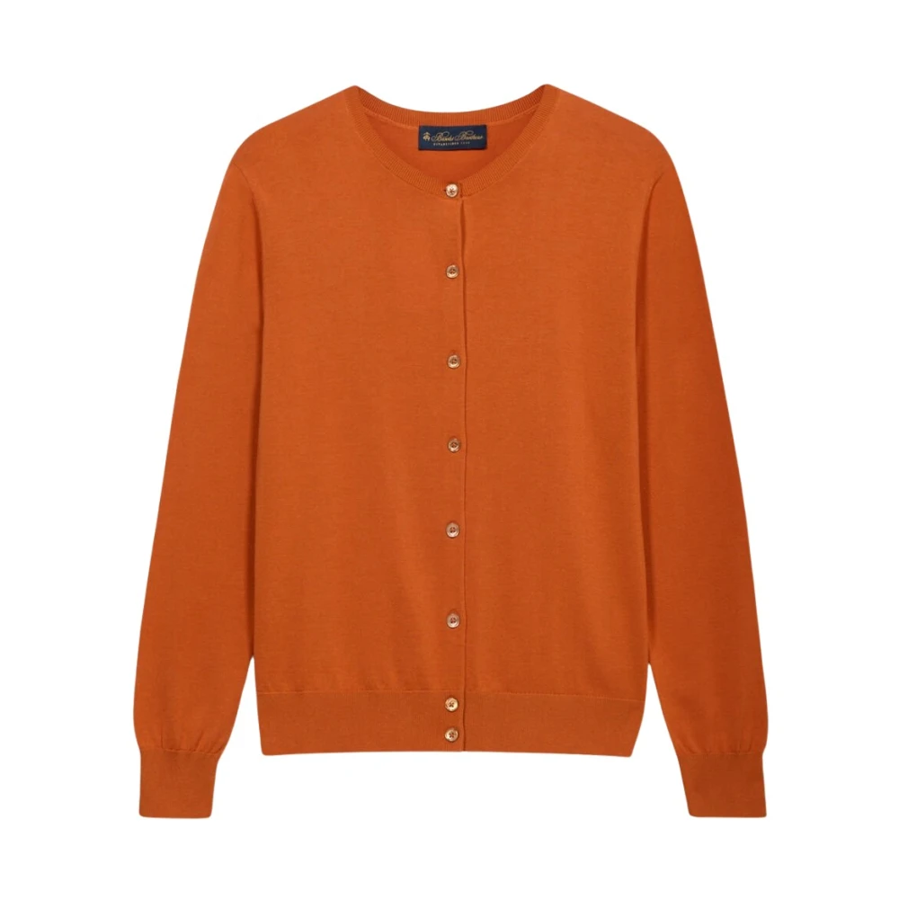 Brooks Brothers Orange Cotton Cardigan - Female - Cardigans - Xs - Knitwear