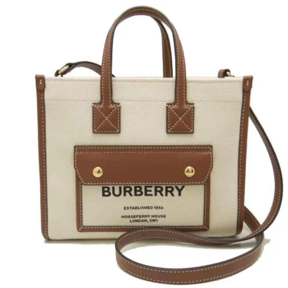 Burberry Vintage Pre-owned Canvas shoulder-bags Beige Dames