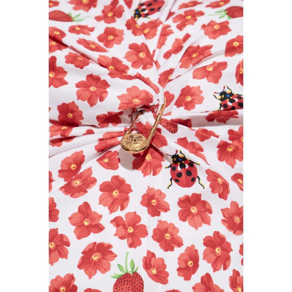 Versace Zijden top met bloemenmotief Red Dames