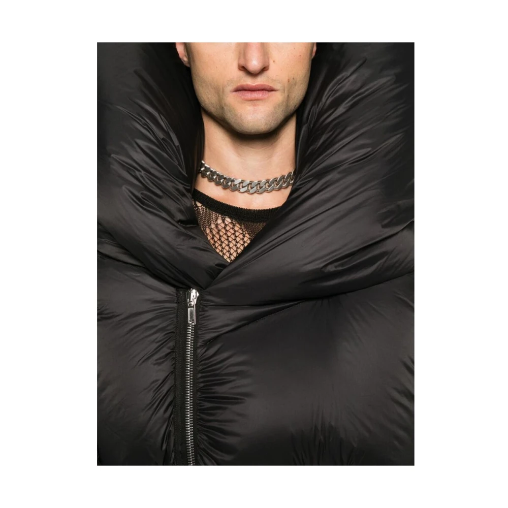 Rick Owens Gewatteerde zwarte bovenkleding met ritssluiting Black Heren