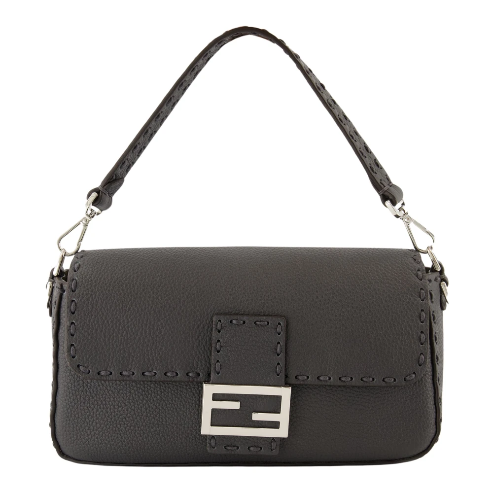 Fendi Men's Gray Handbags, One Size, Baguette Leather Bag