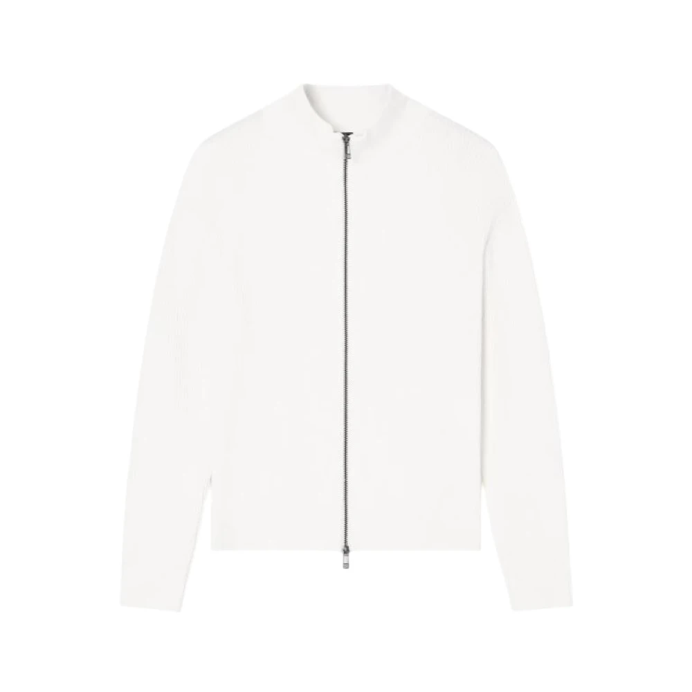 Armani Exchange Men's White Ribbed Zip-Front Cardigan