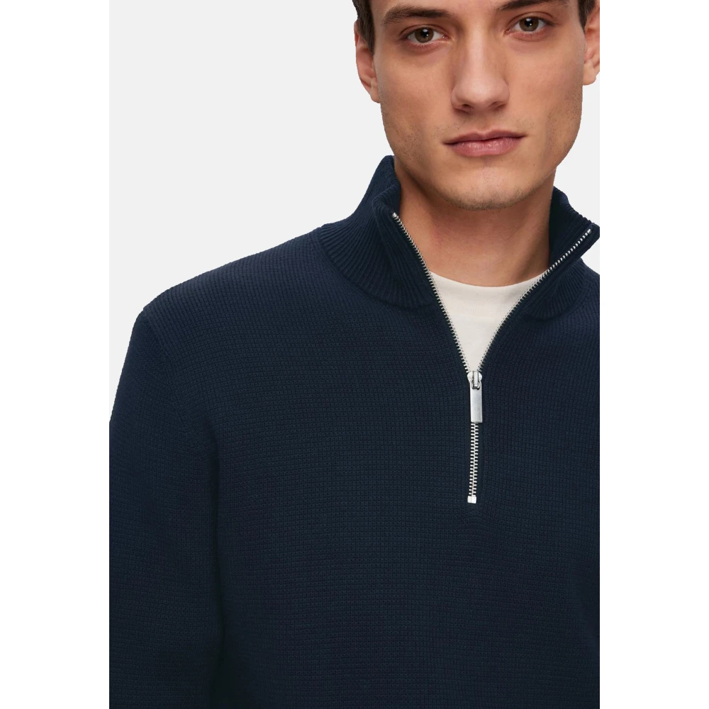 Selected Homme Melange Pullover met Troyer Kraag Blue Heren