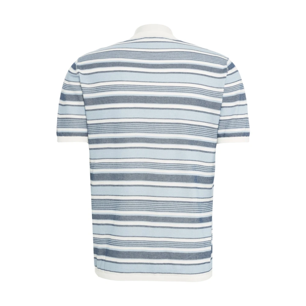 Paolo Pecora Blauw Gestreept Gebreid Crew Neck T-shirt Multicolor Heren