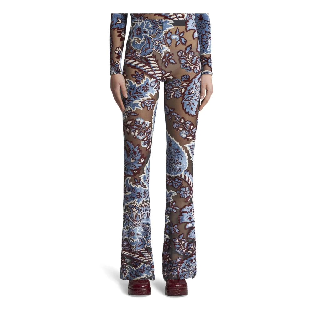 ETRO Bloemen Paisley Fluwelen Broek Multicolor Dames