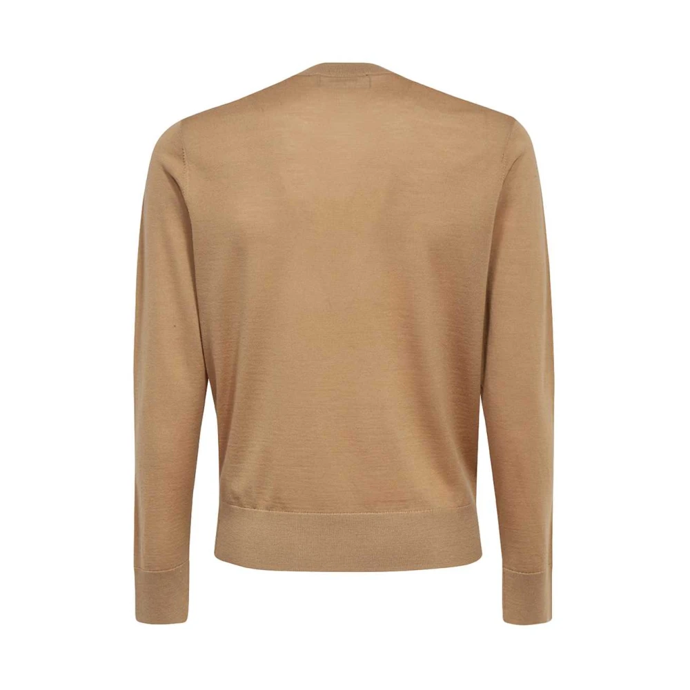 Dsquared2 Geribbelde crew-neck wollen trui Brown Heren