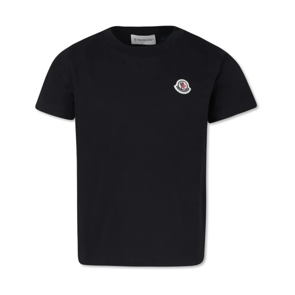 Moncler Barns Snygga Svarta Kortärmad T-shirt Black, Unisex