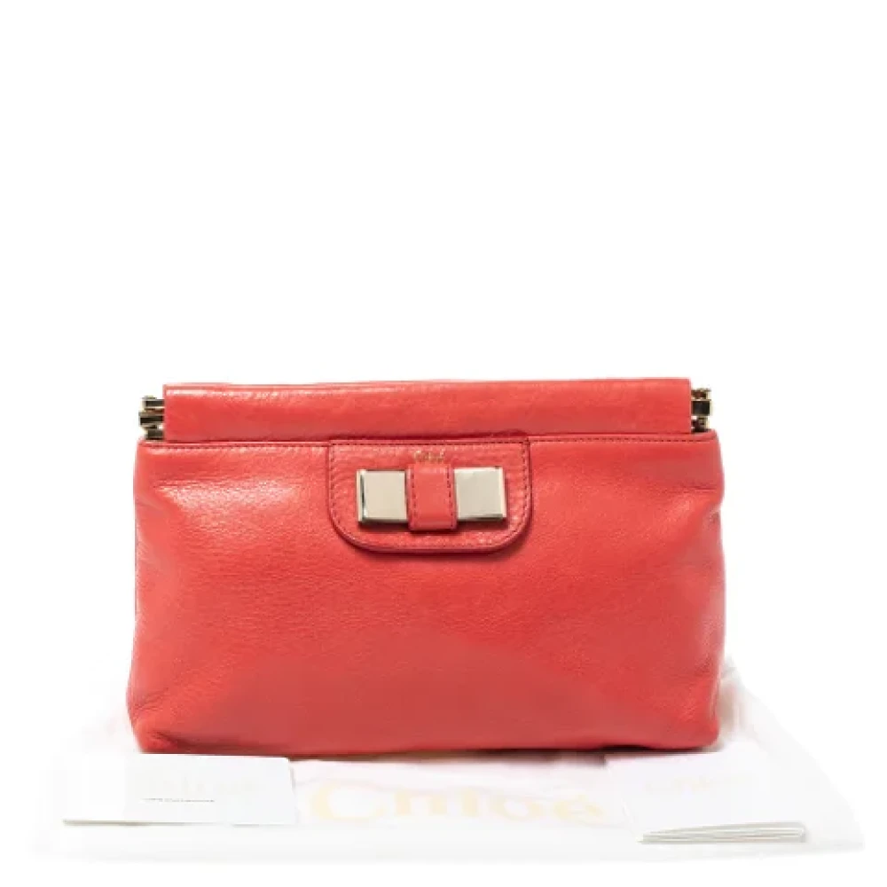 Chloé Pre-owned Leather clutches Orange Dames