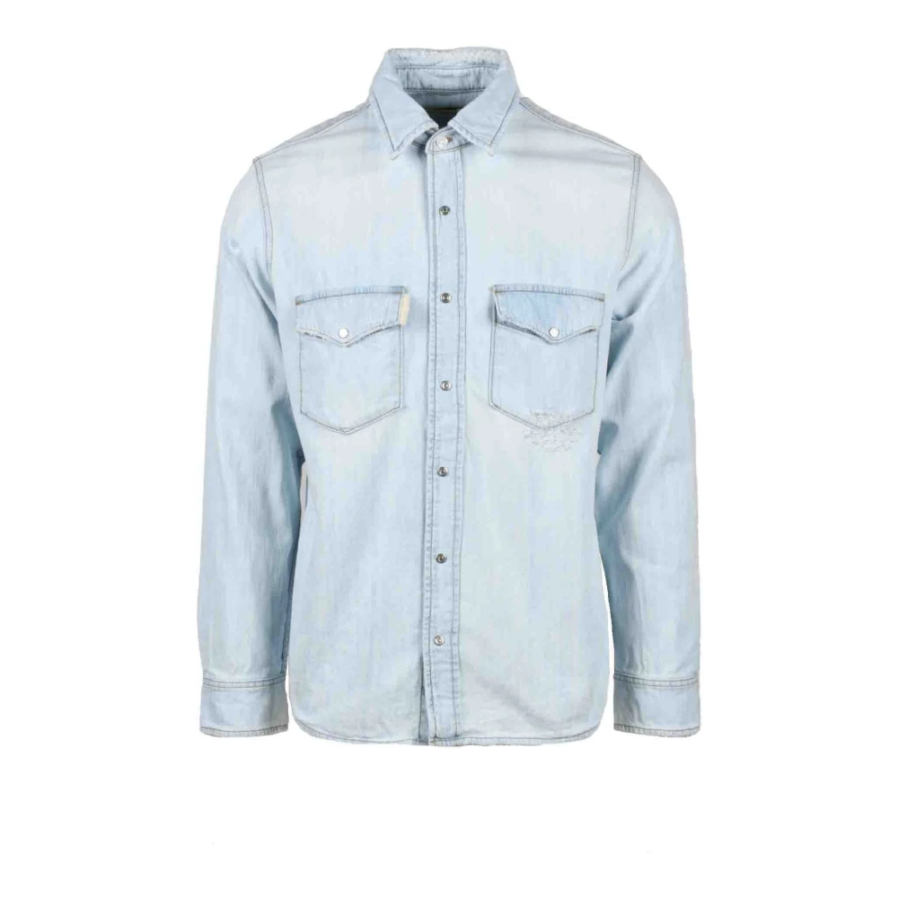 Haikure Katoenen overhemd Stijlvol model Blue Heren