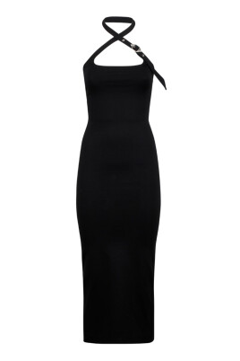 black-midi-dress-with-halter-neck