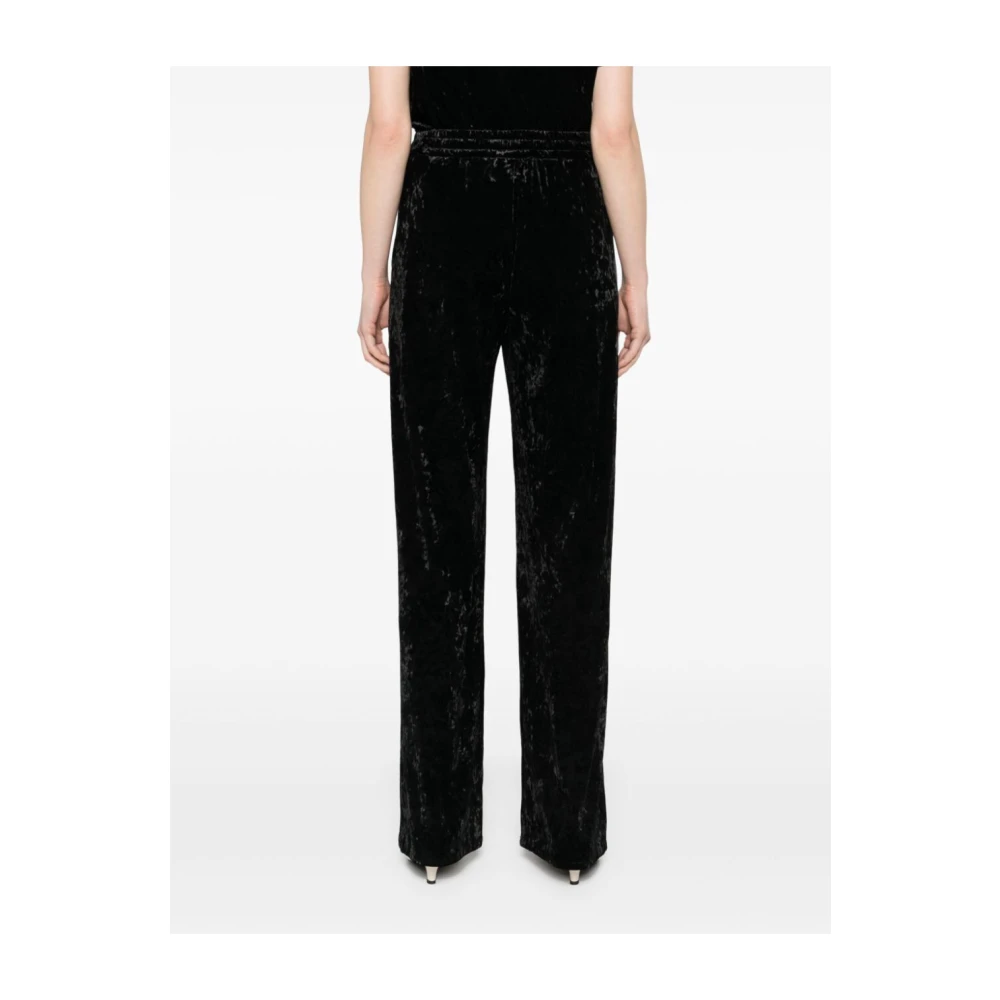 Herno Chenille Wide Leg Broek Black Dames