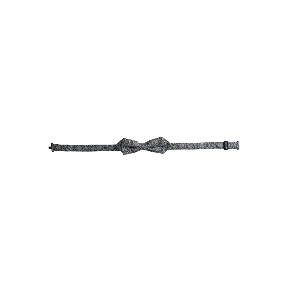 Dolce & Gabbana Gray Grey Silk Patterned Adjustable Neck Men's Bow Tie - Male - Bow Ties - One Size - Accessories