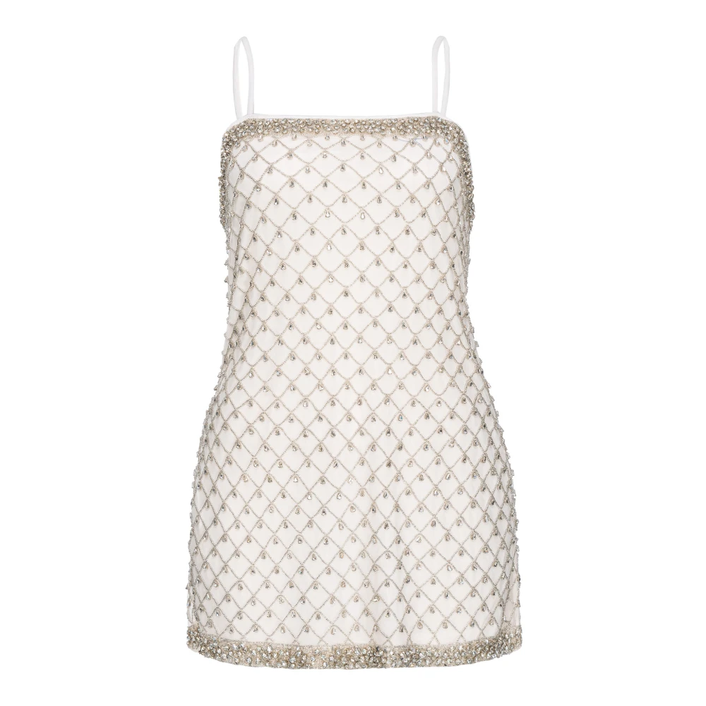 Pinko Witte Mesh Lingerie Minijurk Aw24 White Dames