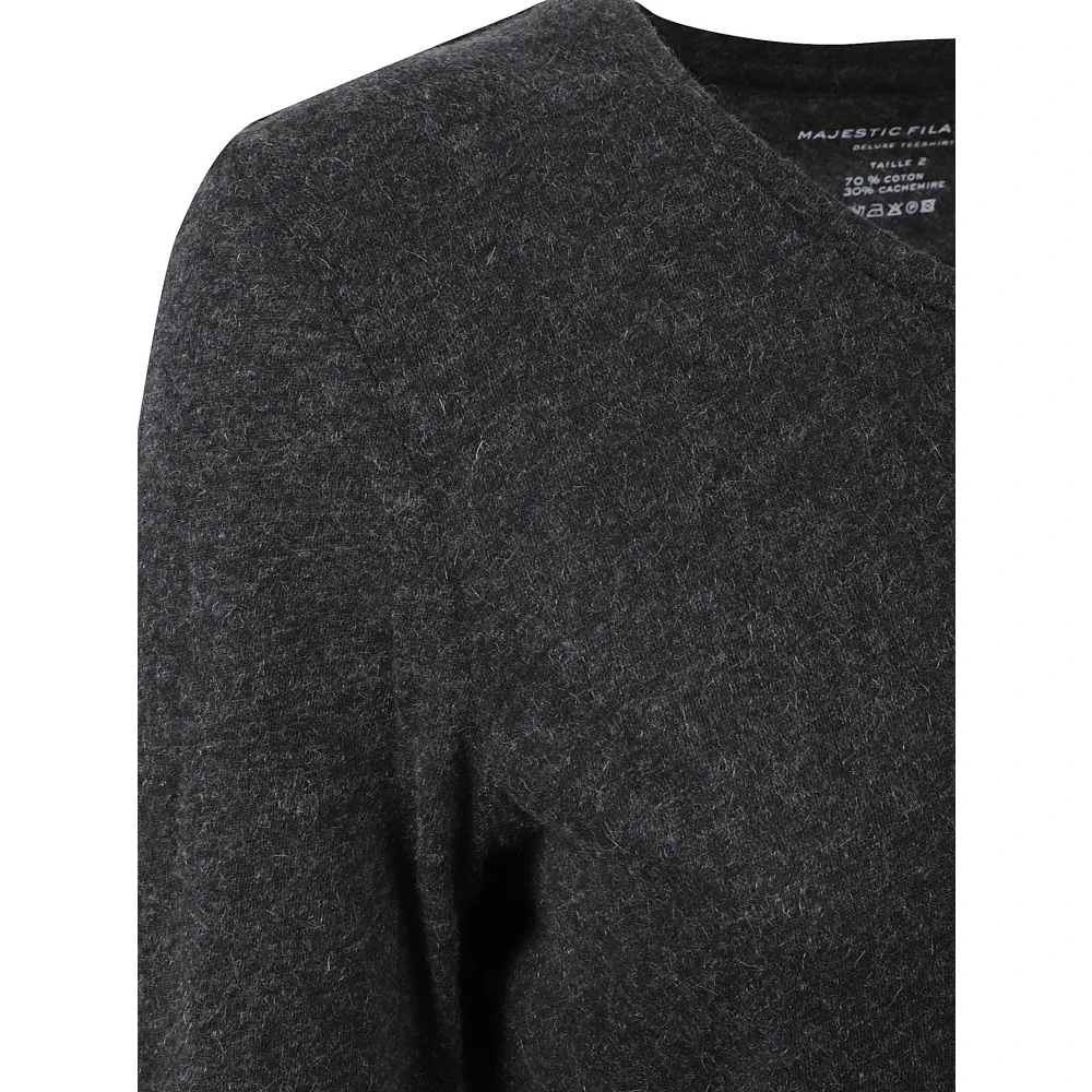 majestic filatures Antraciet Katoen Kasjmier T-shirts en Polos Gray Dames