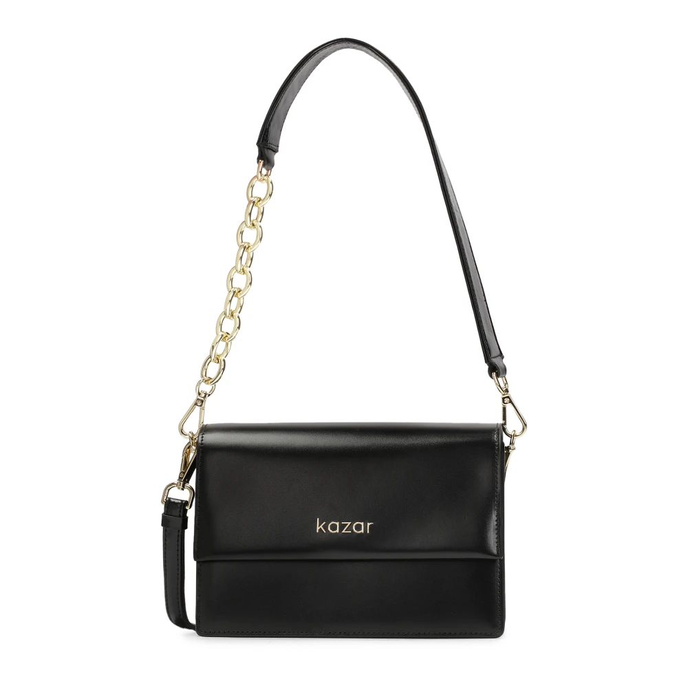 Kazar Kleine leren handtas met stijve constructie Black Dames