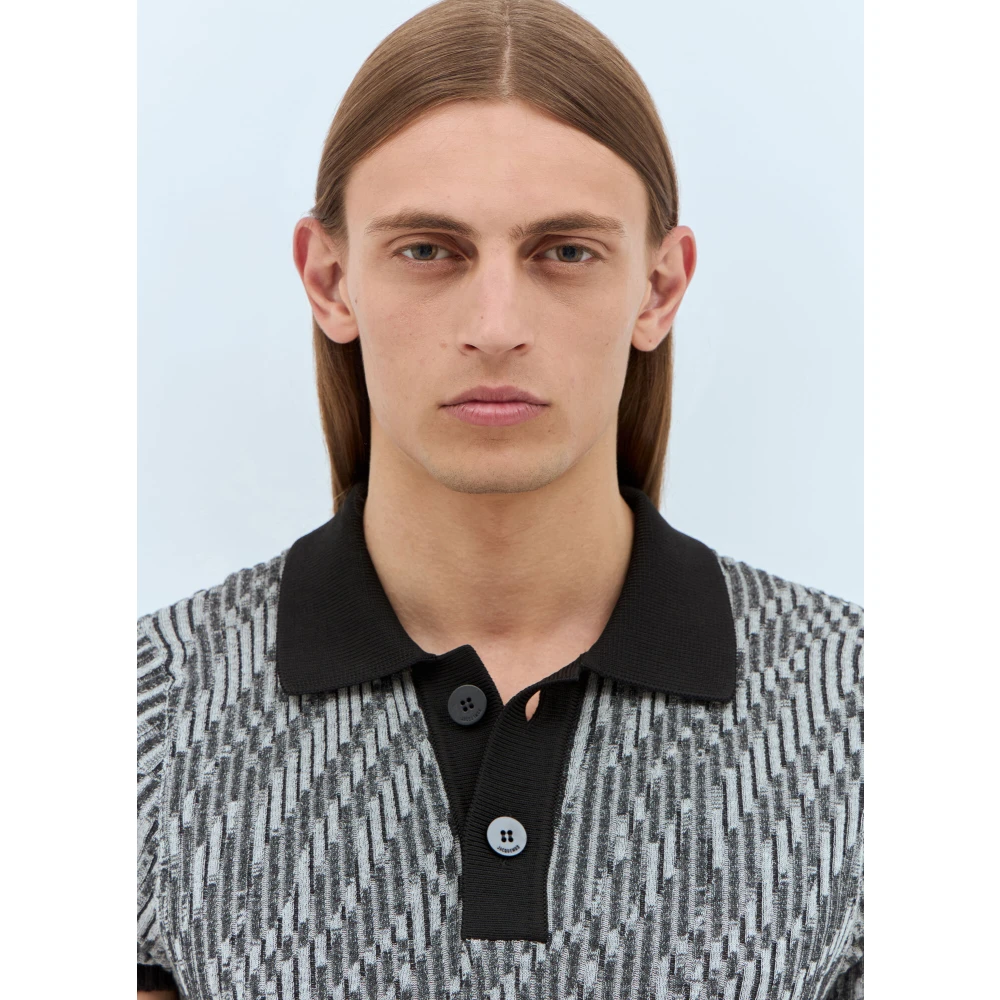 Jacquemus Zebra Gebreide Poloshirt Black Heren