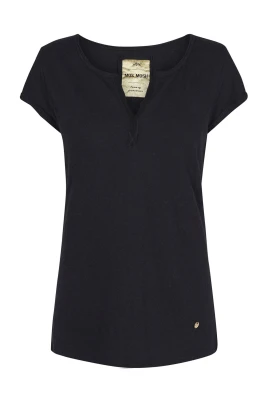 Svart Linne Bomull Tee Top