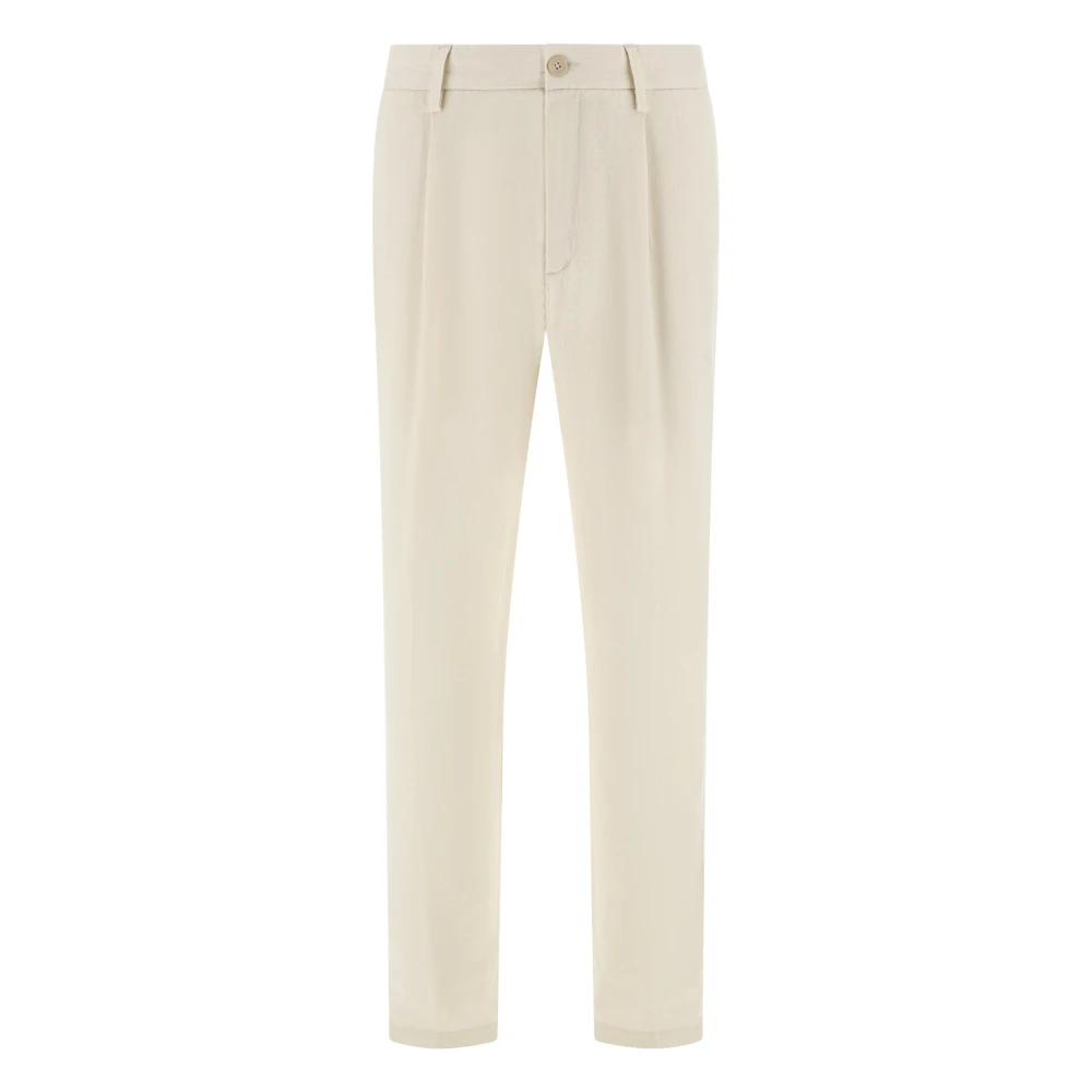 Boggi Milano Homme Beige Pantalons, Taille: Xs Pantalon À Pinces En Lin Uni