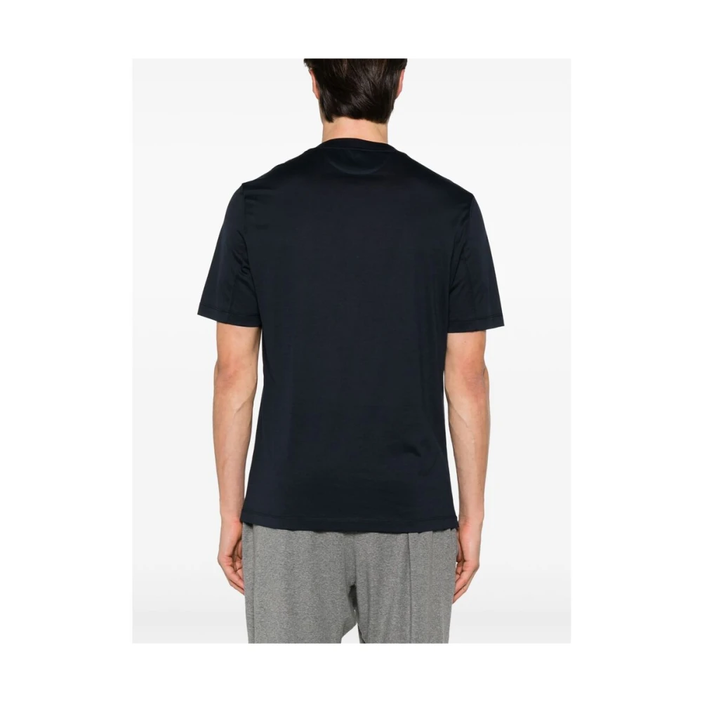 BRUNELLO CUCINELLI Navy Blue Korte Mouw T-shirt Blue Heren