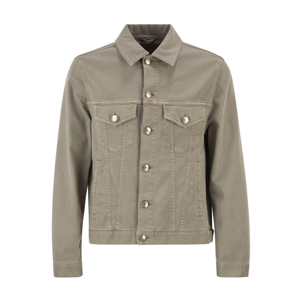 Brunello Cucinelli Mannelijk Groente Jassen Heren, Groen, L, Katoen, Cotton Twill Trucker Jacket