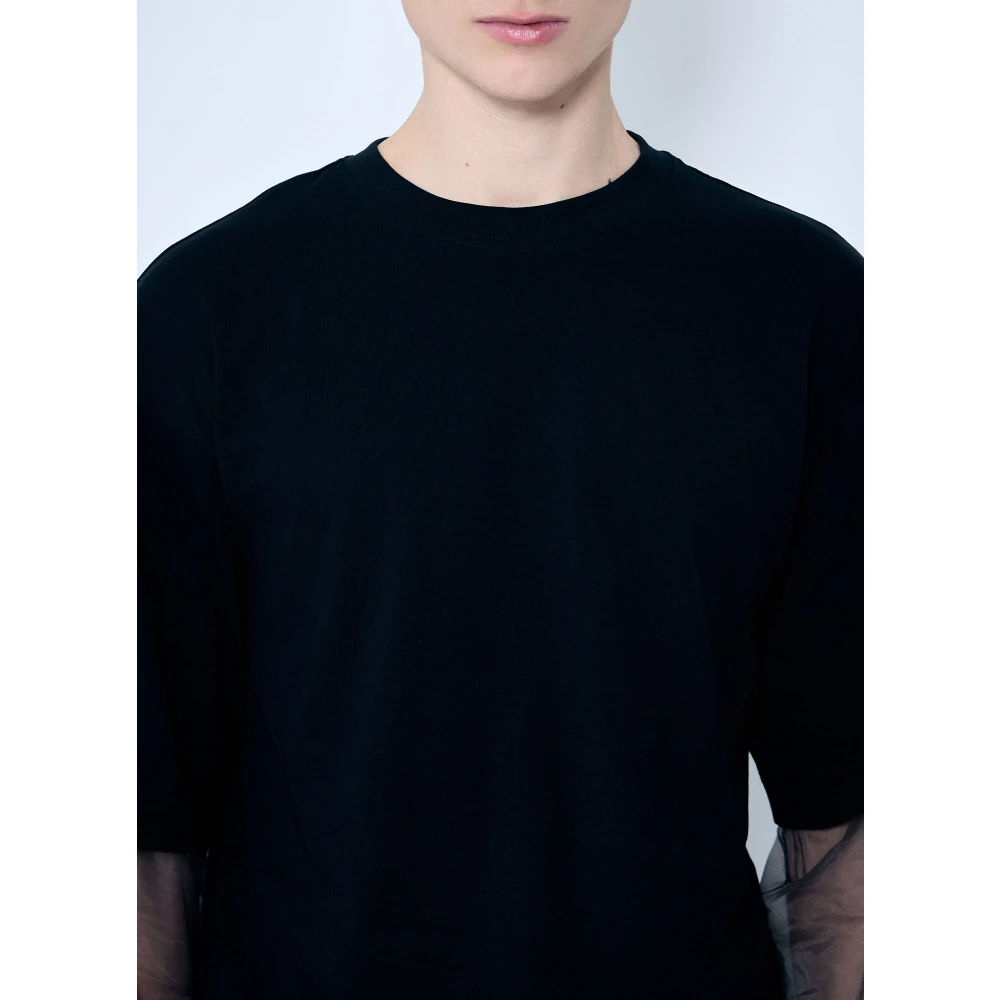 Dries Van Noten Katoenen Crewneck Top met Lange Mouwen Black Heren