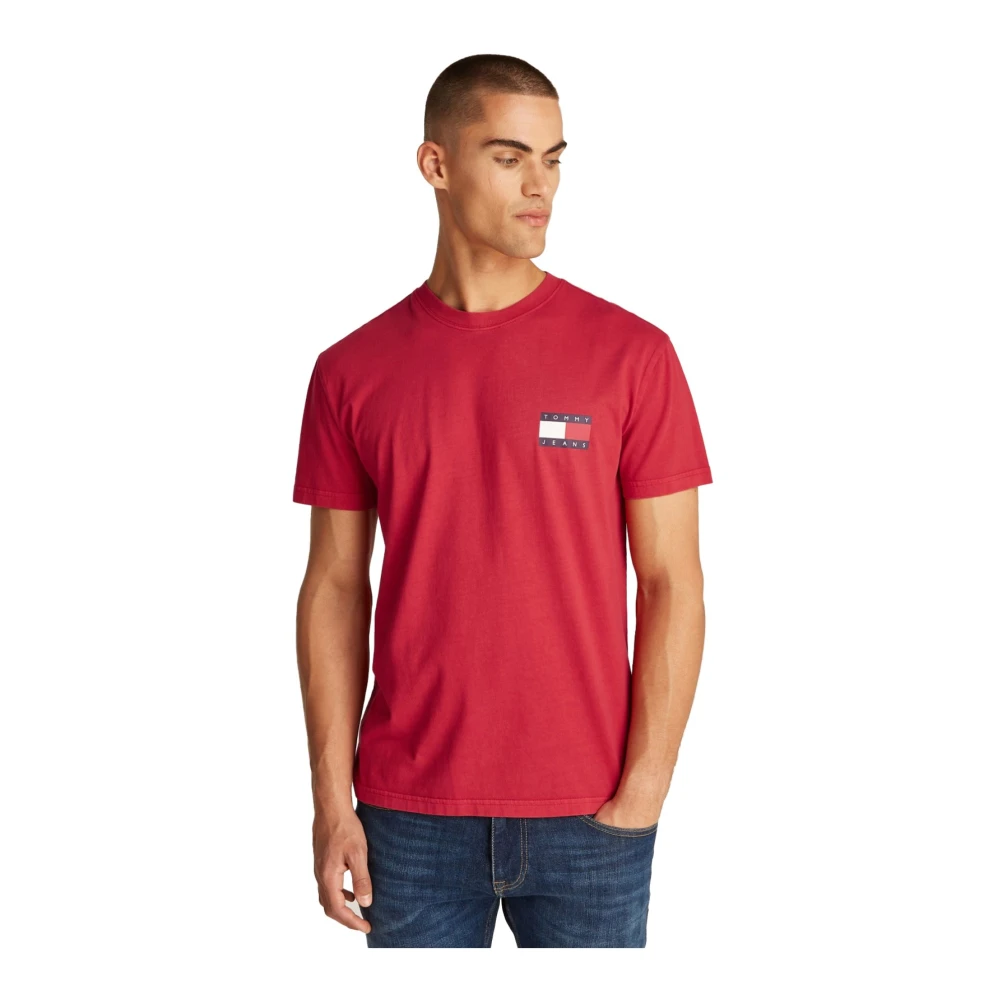 Tommy Jeans Rood Logo Katoenen T-shirt Red Heren