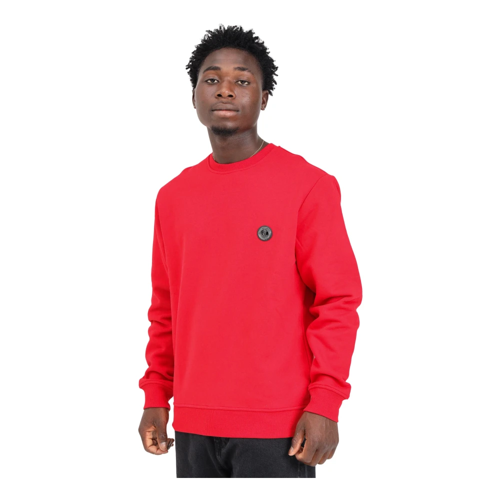 Just Cavalli Rode Velvet Crew Neck Sweatshirt Red Heren