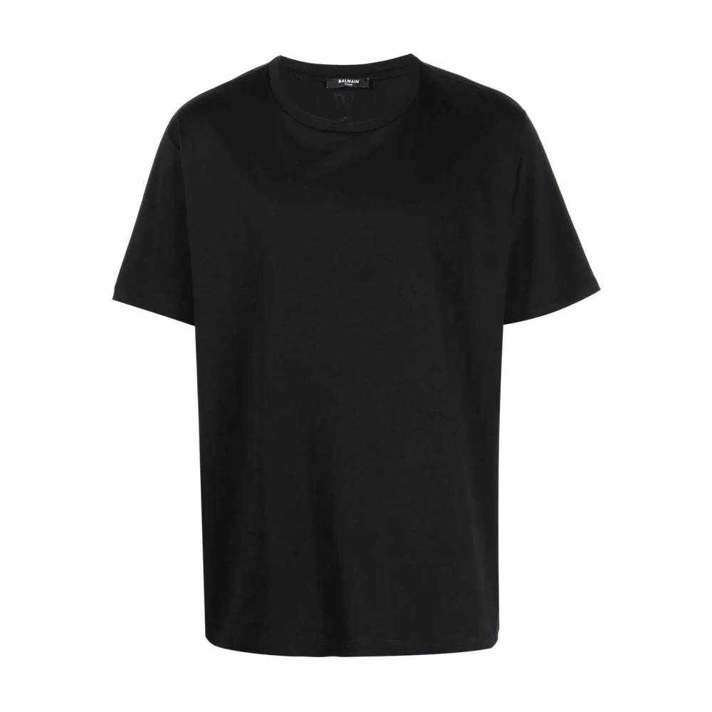 Balmain Zwart Logo-Print Biologisch Katoenen T-Shirt Black Heren