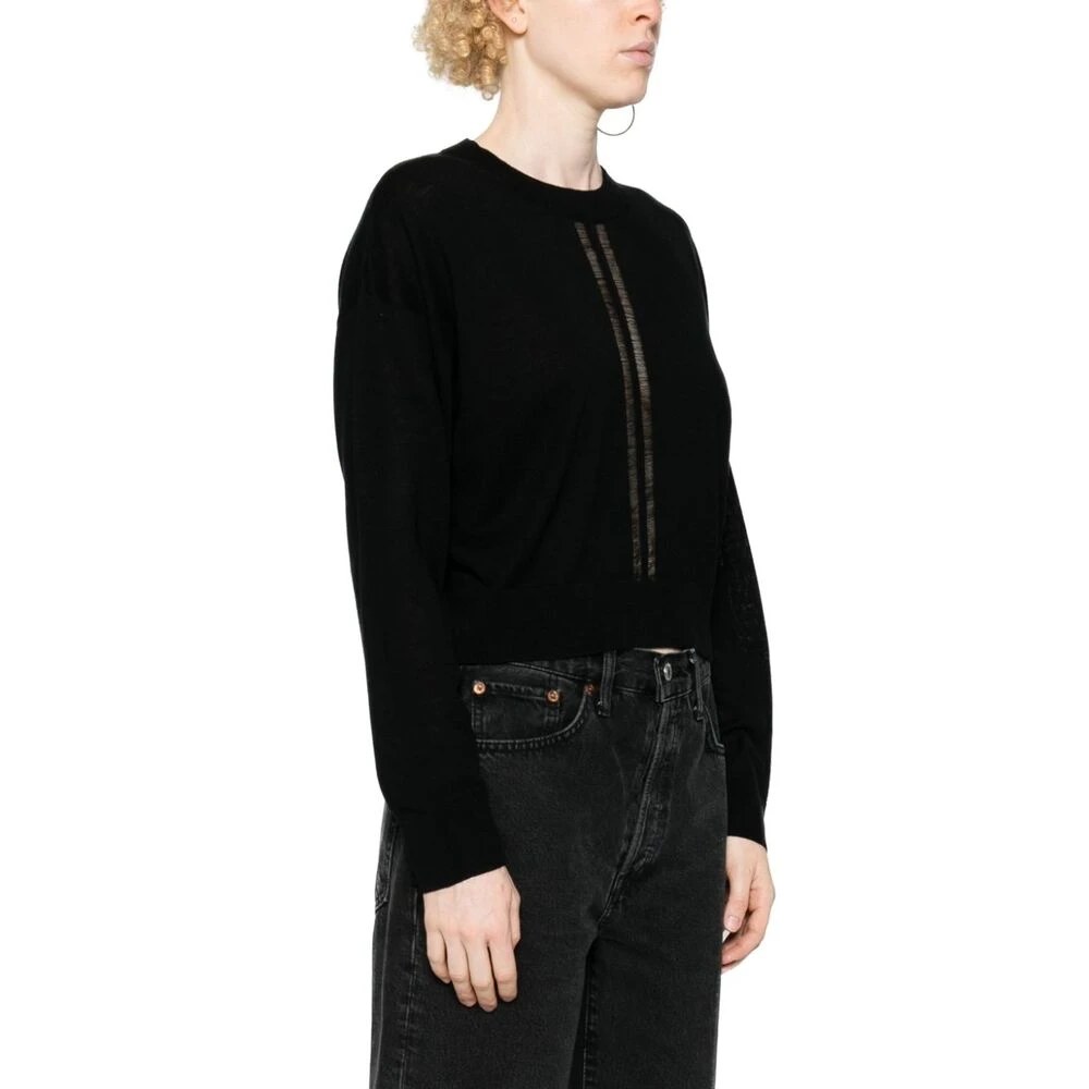 IRO Zwarte Gebreide Trui met Ronde Hals Black Dames