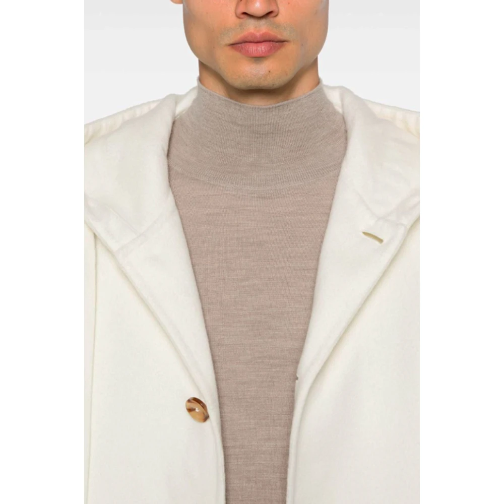 Lardini Witte Virgin Wool Hooded Jas White Heren