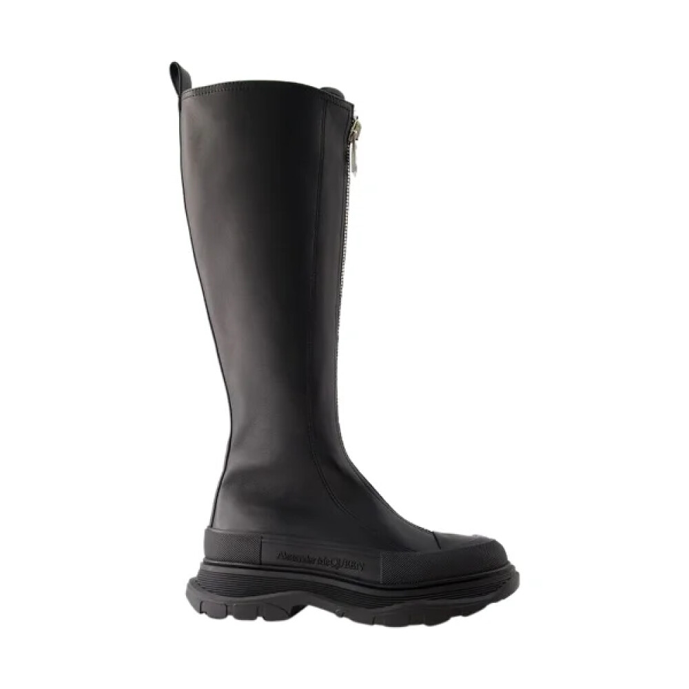 ミドルブーツ ALEXANDER MCQUEEN Women Boots 734969 black ALEXANDER MCQUEEN RAVE LEATHER BIKER COMBAT BOOTS IN BLACK