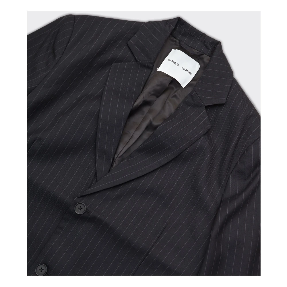 Samsøe Zwart Pinstripe Blazer Black Heren