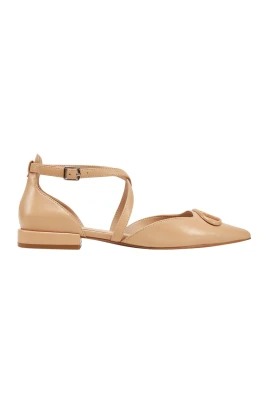 Beige Låga Sandaler med Metaldetaljer