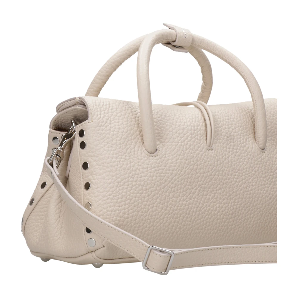 Zanellato Leren Schoudertas met Magneetsluiting Beige Dames