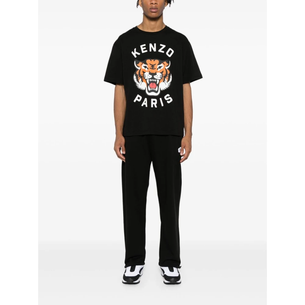 Kenzo Zwarte Broek met Boke Bloem Motief Black Heren